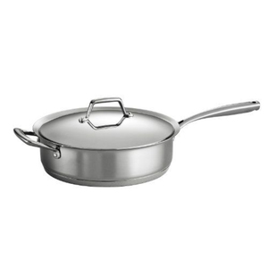 Classic Stainless Steel Fry <b>Pan</b> <b>with</b> <b>Lid</b> Tri-Ply Induction Compatible Heavy Bottom Deep Frying <b>Pan</b> for Professional Kitchens - Product Image 2