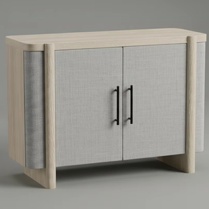 Buffet moderne à 2 portes en chêne massif pour salon - Rangement résistant à l'eau avec design minimaliste - Product Image 1