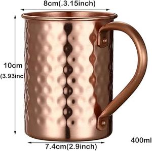 Mug à Moscow Mule en cuivre fait main, tasse à boisson vintage en cuivre avec texture martelée pour cocktails, bière, jus et eau. - Product Image 2