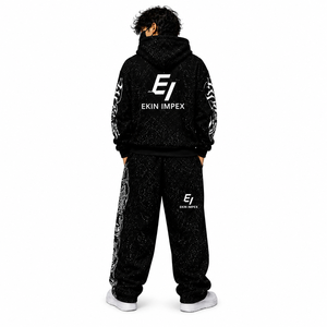 Conjunto Deportivo con Capucha y Estampado Galáctico para Hombre, Sudadera con Cierre Completo y Pantalones Deportivos de Pierna Ancha - Product Image 4