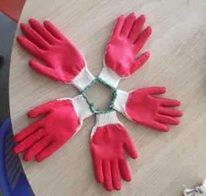 Vietnamese Half-Coated Natural <b>Latex</b> <b>Gloves</b> Medium Thickness Cotton Lining Safety Knitted Design Ambidextrous Gardening - Product Image 5