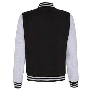 Blouson universitaire homme bleu, blanc et rouge à blocs de couleur, col rond, simple boutonnage, coupe droite, en toile, style streetwear - Product Image 5