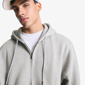 Chándal gris con capucha para hombre, largo completo, holgado, oversize, informal, de color liso, con cierre de cordón, para otoño - Product Image 4