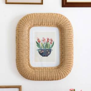 Modern Bohemian Rattan Picture <b>Frame</b> Handmade <b>Wall</b> Art Display <b>Frame</b> Natural Cane Wooden Photo <b>Frame</b> Home Decoration - Product Image 3