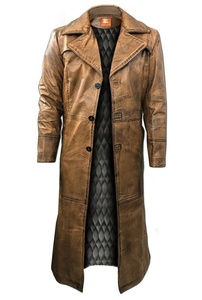 Manteau long épais vintage en cuir véritable de qualité supérieure pour homme avec fermeture boutonnée à couches multiples, imperméable et respirant, 100 % rembourré - Product Image 5
