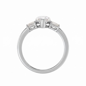 Bague de luxe plaquée or 18K 14K avec diamant de laboratoire taille marquise et pierres latérales taille baguette, classique pour fiançailles et mariage - Product Image 5