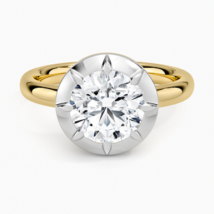 Anillo de compromiso de diamante solitario con halo festoneado - Product Image 1