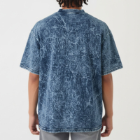 T-shirt Homme Oversize Streetwear Hip Hop Vintage Délavé à l'Acide 100% Coton avec Logo Personnalisé Épaules Tombantes Anti-Plis