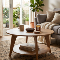 Mesa de Centro Moderna Plegable de Madera con Superficie de Doble Capa para Dormitorio y Sala de Estar