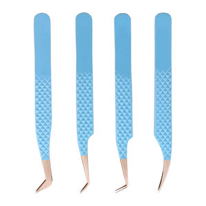 Kit Profesional de Extensión de Pestañas de 4 Piezas, Juego de Pinzas Antiestáticas de Acero Inoxidable, Puntas de Fibra Lisas/Serradas Personalizadas - Product Image 3