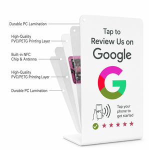 แท่นวางรีวิว Google แบบตั้งโต๊ะ NFC พรีเมียม อะคริลิค สำหรับร้านค้า ธุรกิจ ร้านอาหาร คาเฟ่ โรงแรม เคาน์เตอร์ต้อนรับ - Product Image 3