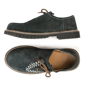 Mocassins en daim gris foncé de qualité supérieure pour hommes, à lacets, bout rond, brodés, style folklorique, pour un usage décontracté et traditionnel - Product Image 6