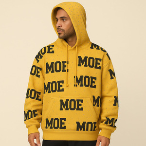 Sudaderas con Capucha Personalizadas de Moda con Estampado Completo para Hombre, Sudadera Amarilla de Forro Polar Cálido, Estilo Urbano, Diseño de Texto Personalizado, Proveedor OEM, EE. UU. - Product Image 2