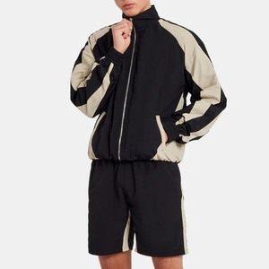 Trendy Casual American Style Patchwork Windbreaker Jacket Shorts Set Plus Sizes Embroidery Options Windproof Men's Custom Colors - Product Image 5