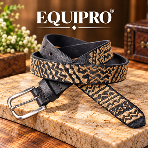 Cinturón de Cuero Vacuno Genuino con Estampado Animal Bordado, Hebilla Plateada, Reversible, Estilo Vintage Casual - Product Image 2