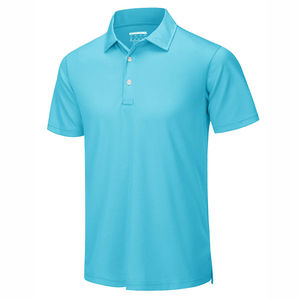 Polo homme uni à manches courtes en coton respirant, vêtement décontracté bleu, polos respirants pour garçons, haute qualité, uni - Product Image 5