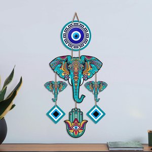 Sculpture murale éléphant tribal œil porte-bonheur style bohème Feng Shui pour entrée de maison, décoration Vastu porte-bonheur - Product Image 3