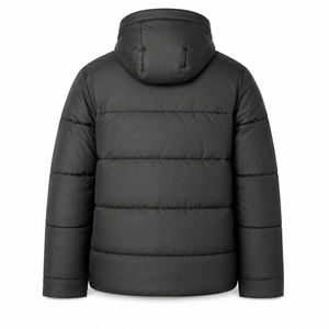 Blouson matelassé imperméable en gros avec capuche à cordon, poches zippées longues, poignets à boutons-pression, chaud et matelassé pour l'hiver, idéal pour l'extérieur et les loisirs - Product Image 3