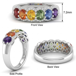 Anillos de Piedras Preciosas Vintage de Oro Blanco Sólido de 18K Hechos a Medida, con Zafiro Natural y Diamantes en Engaste de Puntas, Joyería Brillante de Alta Gama Unisex - Product Image 4