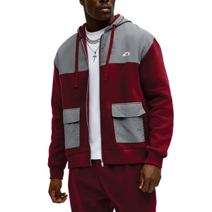 Ensemble sweat à capuche zippé et pantalon de jogging unisexe en molleton de coton épais 380/400g, style streetwear décontracté, coupe oversize, avec patch en nylon pour l'hiver - Product Image 1