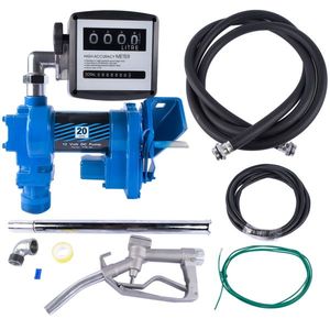 Pompa di Trasferimento Carburante Portatile 12V 20GPM con Cavo da 6m, Autoadescante a Turbina per Benzina e Diesel, Colore Blu, Potenza 1kW, 1 Anno di Garanzia - Product Image 1