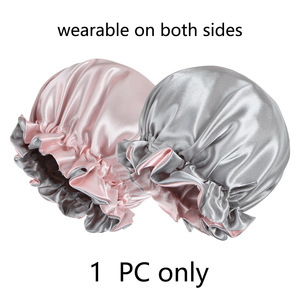 Reversible Satin Silk <b>Bonnet</b> Women Double Color Black Pink Extra Large Sleep Cap Double Layer Hair Protection Daily Four Seasons - Product Image 4