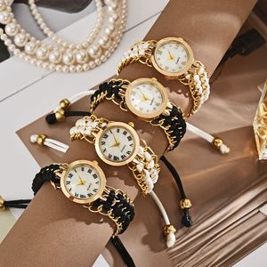 นาฬิกาข้อมือผู้หญิงสไตล์นักศึกษา ประดับเพชร ดีไซน์หรูหรา สายถักแบบสบายๆ  ระบบควอตซ์ สำหรับนักศึกษาต่างชาติ - Product Image 1