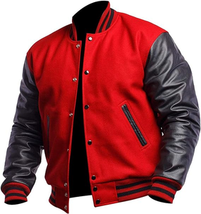 Custom Autumn Winter Striped Embroidery Patches Leather Sleeves Wool <b>Mens</b> Vintage Baseball Letterman Varsity <b>Jackets</b> <b>for</b> <b>Men</b> - Product Image 2