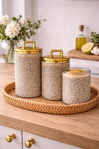 Lavish Designer Metal Containers With Gold Lid Luxury Kitchen Storage <b>Jars</b> For Enhances Overall Kitchen Decor And Presentation - Product Image 4