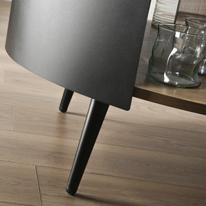 Table basse de salon de style industriel moderne à deux niveaux, en bois et métal, de forme ronde, pour la maison, le bureau ou le salon - Product Image 5