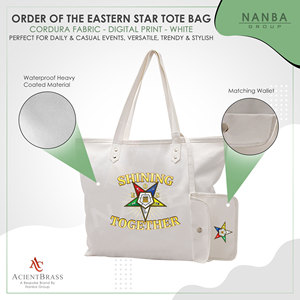 กระเป๋าใส่เครื่องประดับพิธีกรรมเมสัน OES สีขาว ลาย Shining Together Order of the Eastern Star Journal - Product Image 3