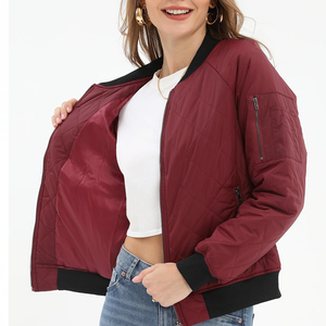 Créez votre propre logo, veste bomber d'hiver pour femmes, manches longues, tendance, couleur unie, veste bomber personnalisée - Product Image 5