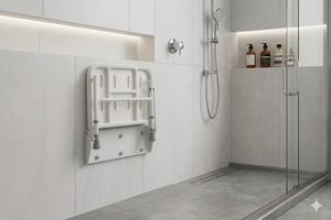 Aluminum Wall-Mounted Foldable Height-Adjustable <b>Shower</b> Seat for Elderly Disabled Pregnant Rehabilitation Use - Product Image 4
