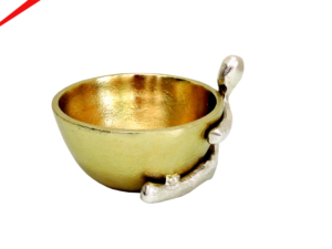 <b>Gold</b> Aluminum Bowl Candlestick Holder – Sculptural Human Figure <b>Statue</b> Centerpiece and Artistic Modern Bowl - Product Image 1