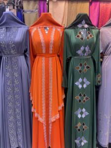 Wholesale Modest Dubai Beaded Sequined Long Sleeve Abaya Muslim Traditional Handmade Wedding Women Polyester Breathable V Neck - Product Image 6