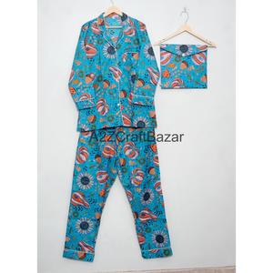 Pijamas de Mujer Hechos a Mano en India, con Estampado Digital, Lujosos, Románticos, Florales, Vintage, 100% Algodón Premium, Suaves, Transpirables, para Invierno - Product Image 5
