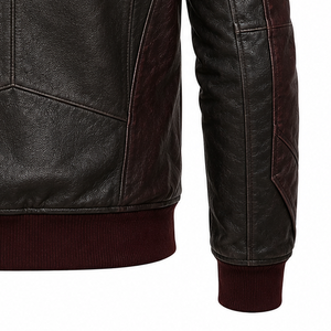 Blouson de moto de luxe pour homme en cuir véritable, coupe ajustée, style vintage de course, en cuir pleine fleur, fournisseur en gros - Product Image 5