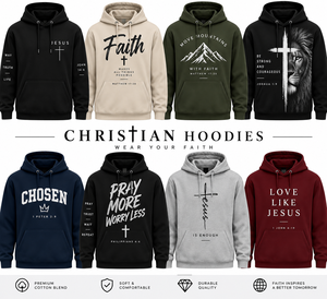 Men's <b>Christian</b> <b>Hoodie</b> Blue 100% Cotton Fleece Solid Breathable Eco-Friendly Streetwear Pocket Design Regular Fit Casual Winter - Product Image 5