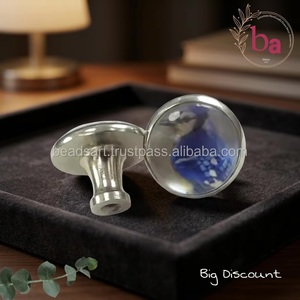 Modern Peacock Pattern Metal <b>Crystal</b> Glass Cover Kitchen Furniture Handles <b>Knobs</b> Cabinet Drawer Pulls Living Room Outdoor Villa - Product Image 1