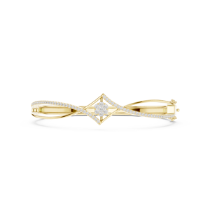 Bracelet ouvert en or jaune de luxe avec diamants de laboratoire, bijoux élégants et raffinés pour femmes - Product Image 2