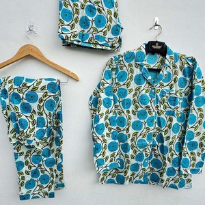 Ensemble de pyjama décontracté pour femmes à imprimé floral été automne 100% coton col en V manches longues respirant doux vêtements de nuit vêtements de détente - Product Image 5