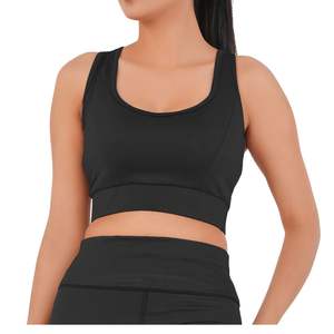 Soutien-gorge de sport brossé pour femme, dos nageur, séchage rapide, respirant, rembourré, pour la course, la gym et le fitness, vente en gros personnalisée, OEM ODM - Product Image 4