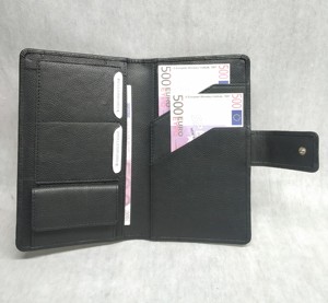 Funda para Pasaporte de Cuero Genuino con Estampado de Cocodrilo, Porta Tarjetas, Organizador de Documentos, Cartera Larga Familiar para Viajes, con Cierre de Botón RFID - Product Image 3