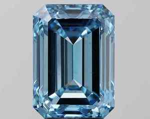 Diamant bleu fantaisie de laboratoire taille émeraude 2,50 carats, certifié IGI, VS1, excellente taille, CVD, percé au laser pour la fabrication de bijoux - Product Image 1