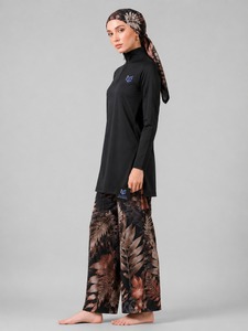 Hot Selling Women Islamic Swimwear Modest burkini <b>set</b> High Waist Front Logo <b>Tie</b> <b>Dye</b> Letter Animal Print Eco-Friendly Waterproof - Product Image 3