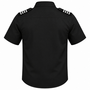 Chaqueta de Uniforme Negra Premium de Manga Corta, Poliéster/Algodón, Verano, para Capitán de Avión, con Epaulettes, Ropa de Trabajo Profesional para Tripulación de Aviación - Product Image 3