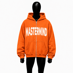 Custom Orange Oversized Zip Up Hoodie Men Streetwear <b>White</b> Graphic Print Drop Shoulder Full Zipper Hooded <b>Sweatshirt</b> Casual Wear - Product Image 1