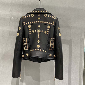 Veste pour femme en peau de mouton, manches longues, longueur standard, style motard, séchage rapide, avec rembourrage 100% polyester, pour l'automne et l'hiver - Product Image 2