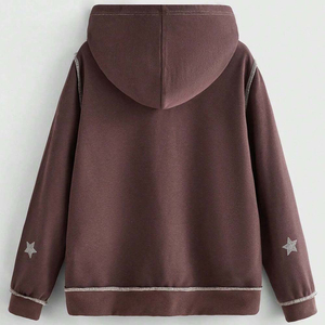 Sweat à capuche zippé pour homme, personnalisé, 100% Coton épais, coupe oversize et carrée, avec impression numérique intégrale de strass, effet délavé à l'acide et vieilli vintage - Product Image 2