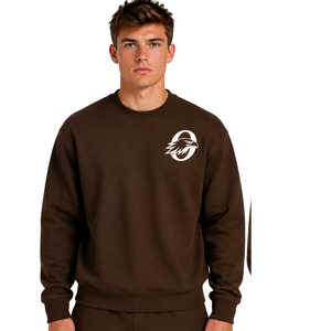 Chocolate <b>Brown</b> Men Sweatshirt Crew Neck <b>Long</b> <b>Sleeve</b> Pullover Casual Fleece <b>Top</b> Customized Logo Streetwear Winter Sportswear - Product Image 1